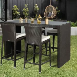 RECTANGULAR RATTAN BARSTOOL TABLE